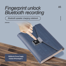16g USB Flash Drive Fingerprint Lock Trifold Notebook with Bluetooth Speaker Recording